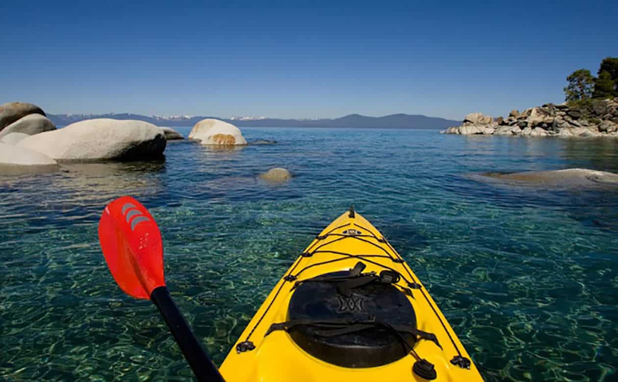 view of lake tahoe from a kayak