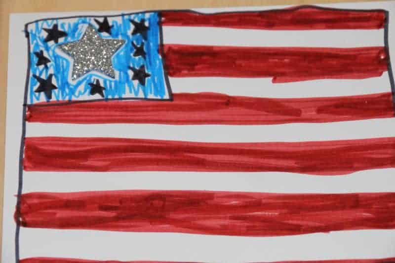 paining of american flag by a 5th grader