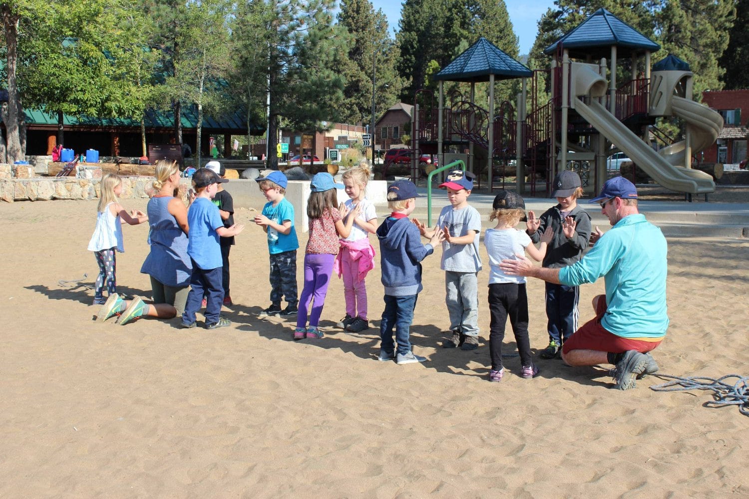 students in lines facing each other