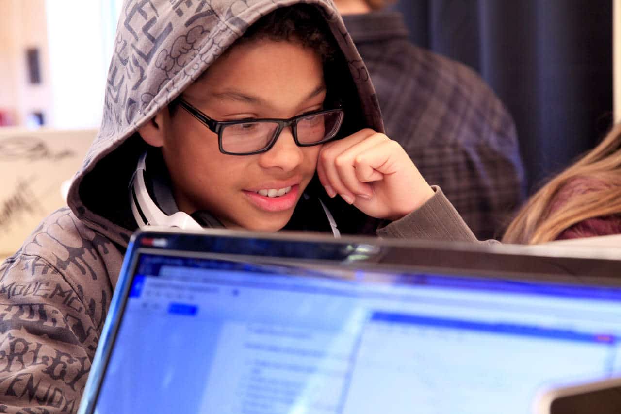 a student using a computer