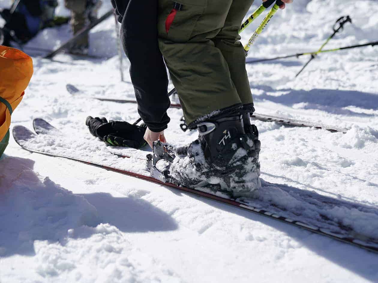 close-up of a students skis