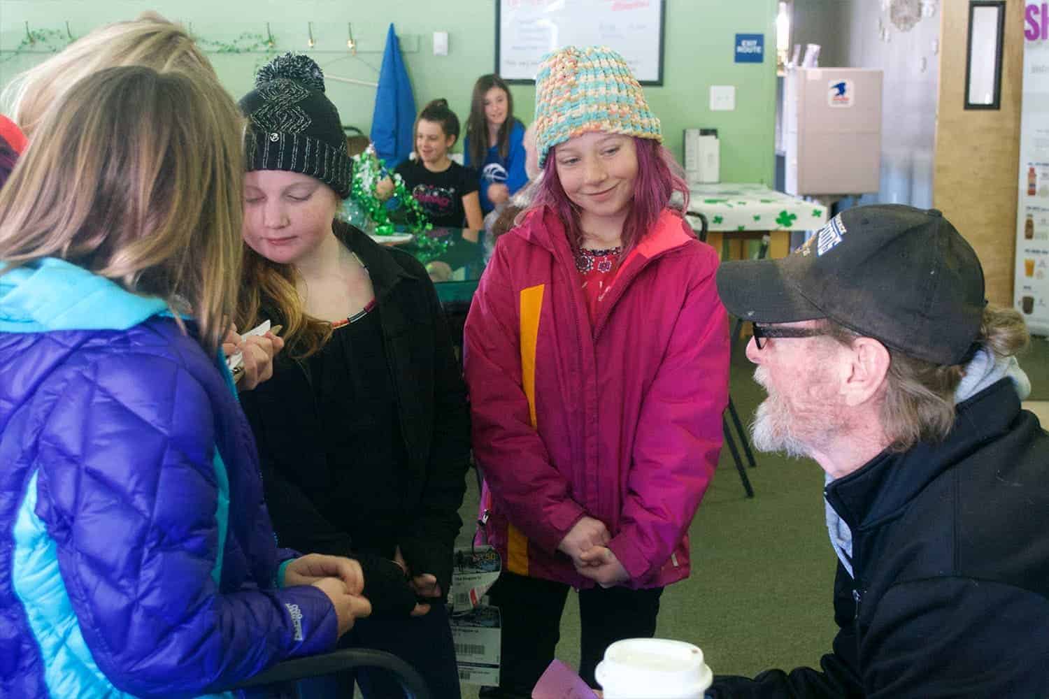 students at the senior center