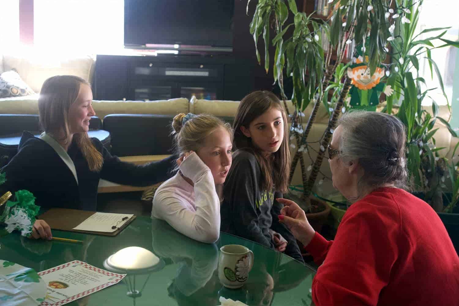 students at the senior center