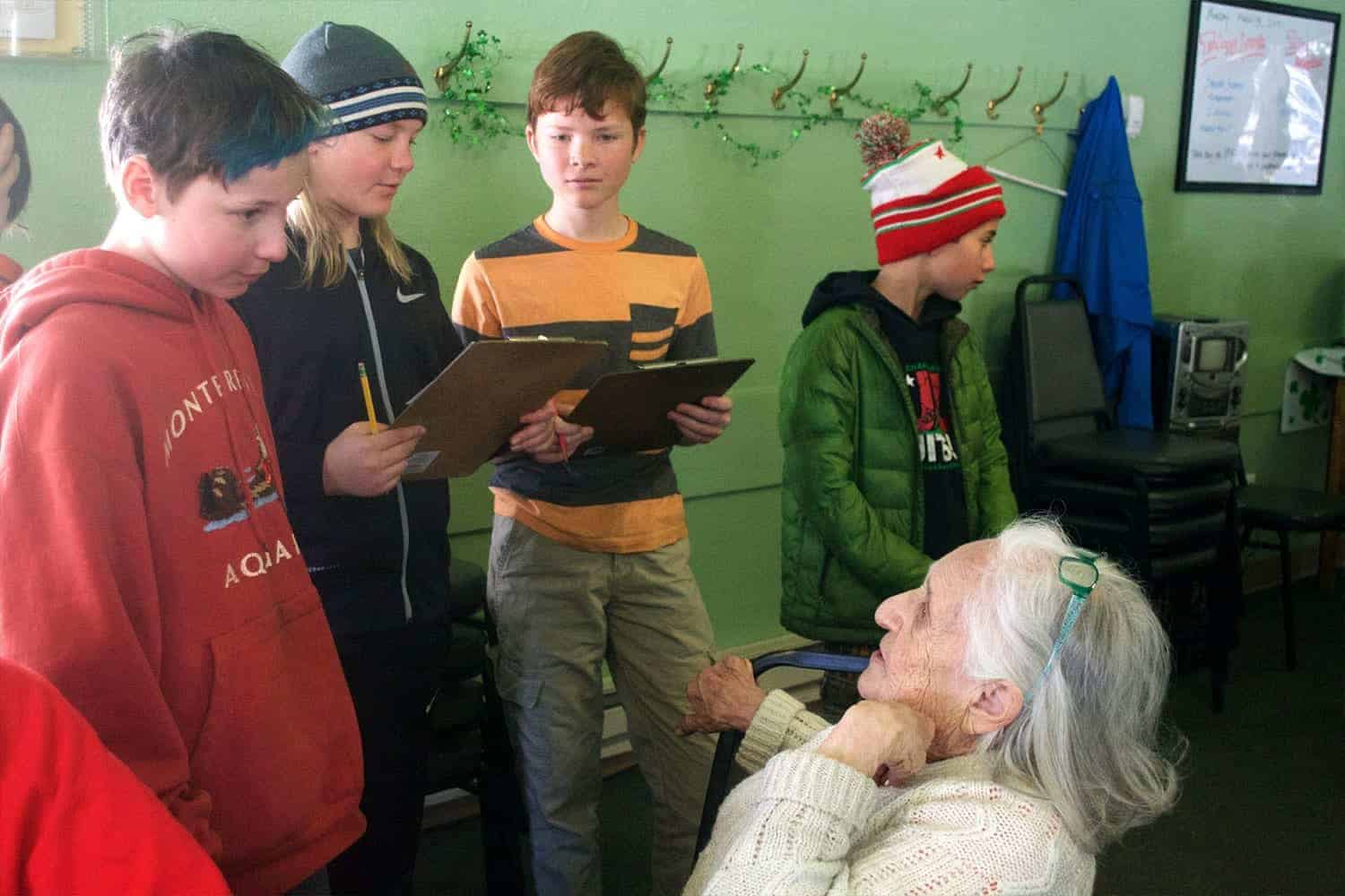 students at the senior center
