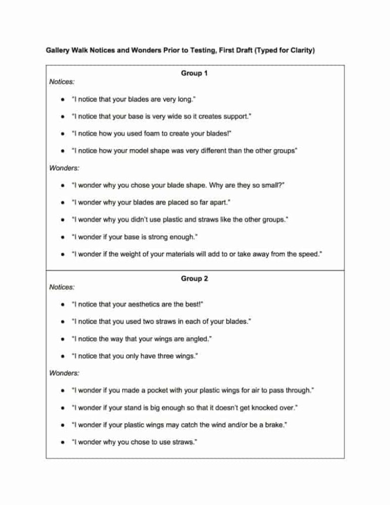 wind turbine student feedback sheet