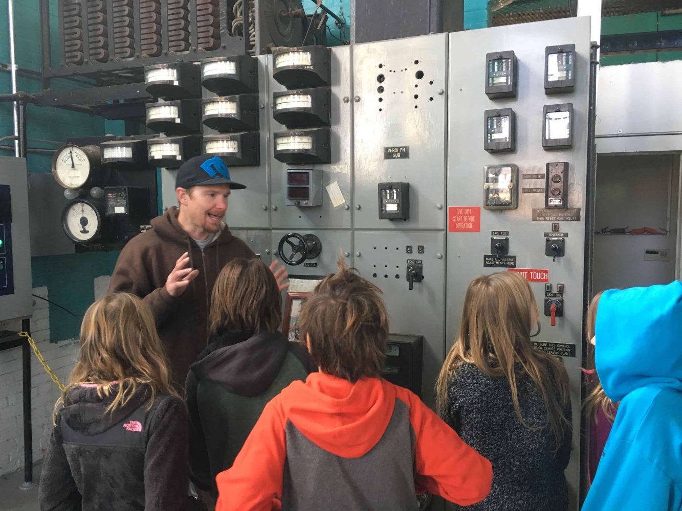 students inside the Verdi Hydroelectric Plant