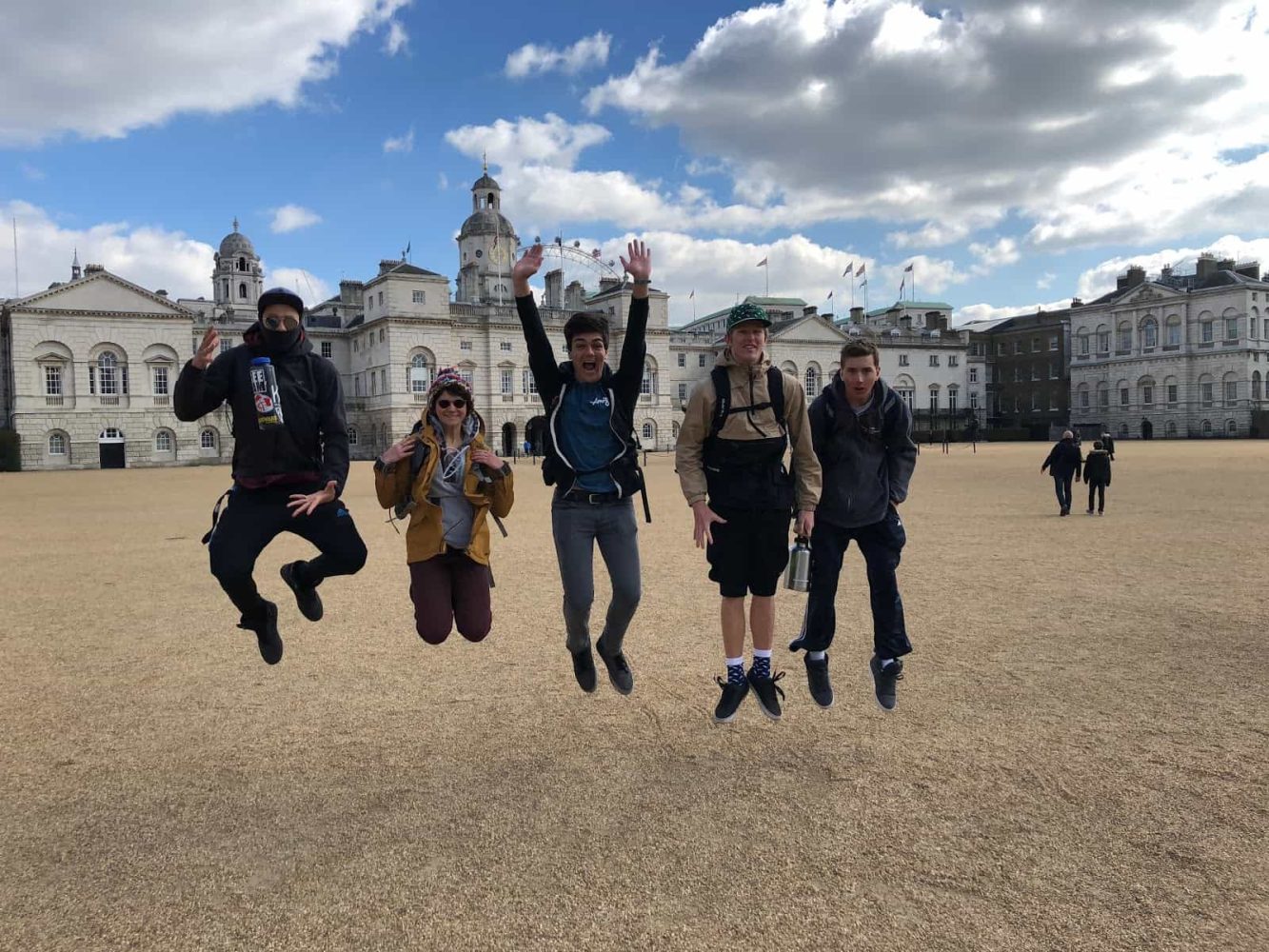 students jumping in the air