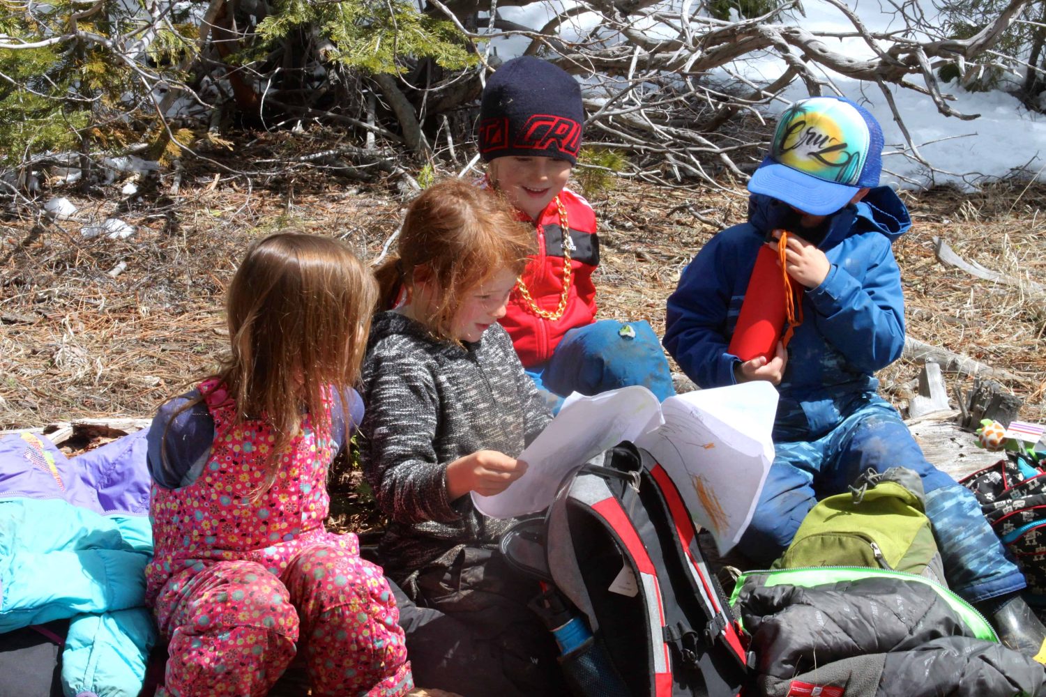 kindergarteners sitting and studying