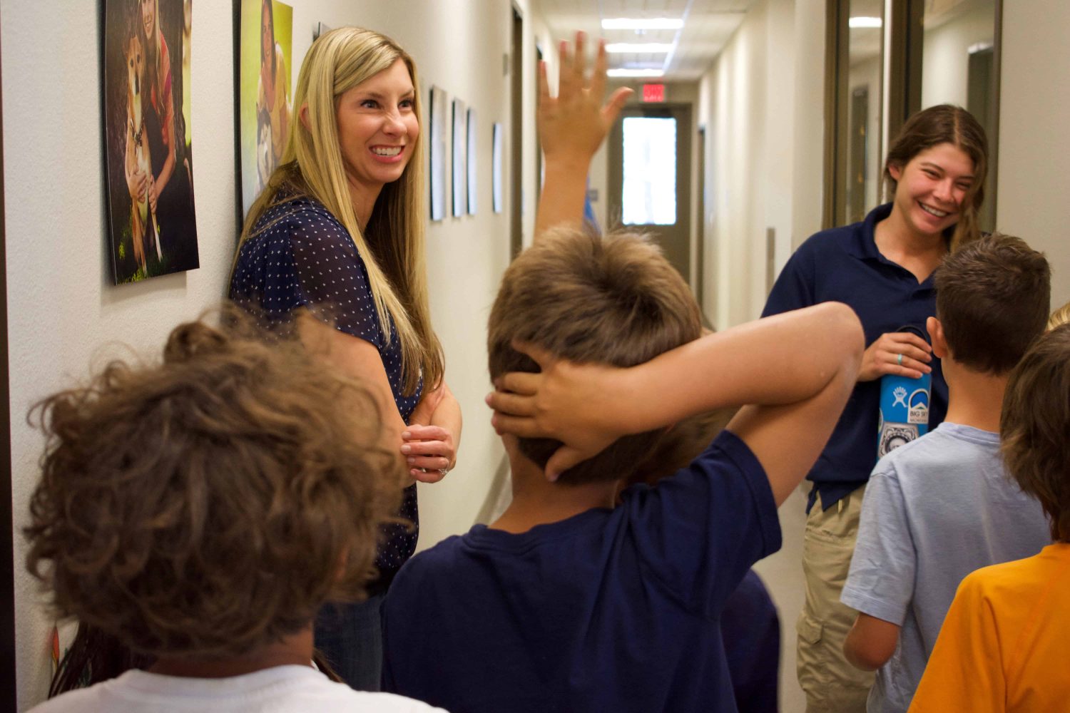 erin ellis talking with students