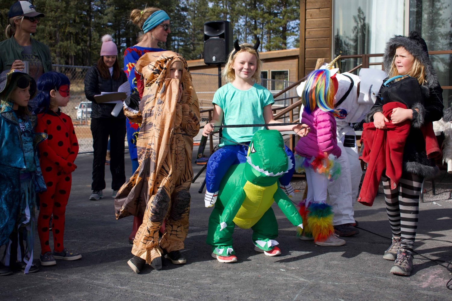 students in costume for halloween