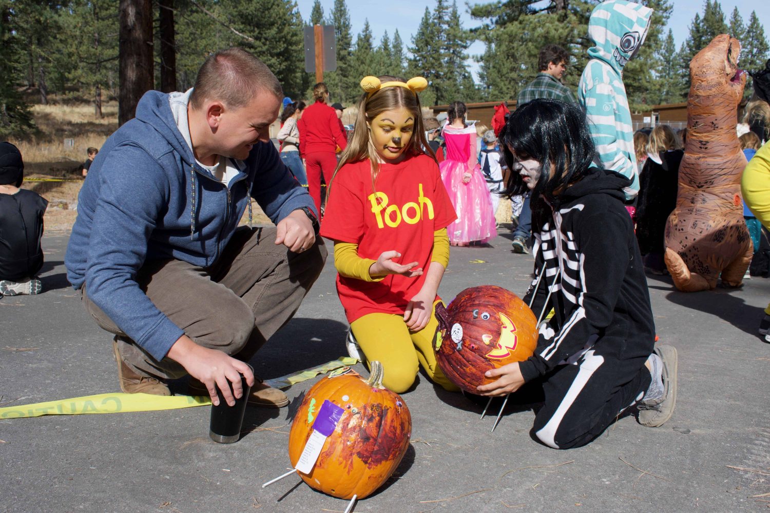 students designing their pumpkin racers