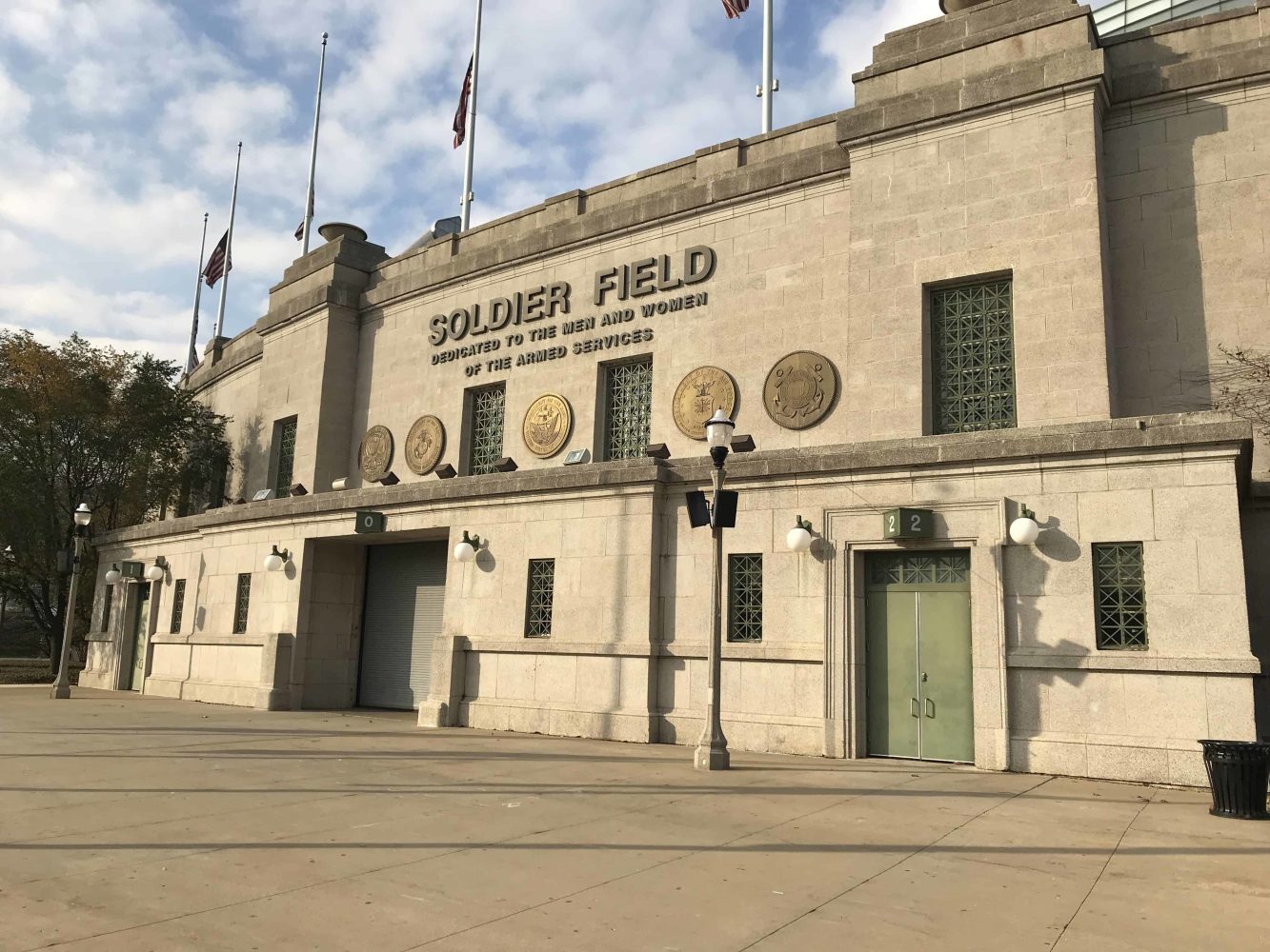 the front of soldier field stadium