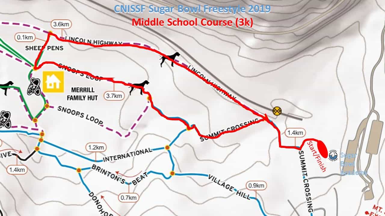 a map of the middle school race course