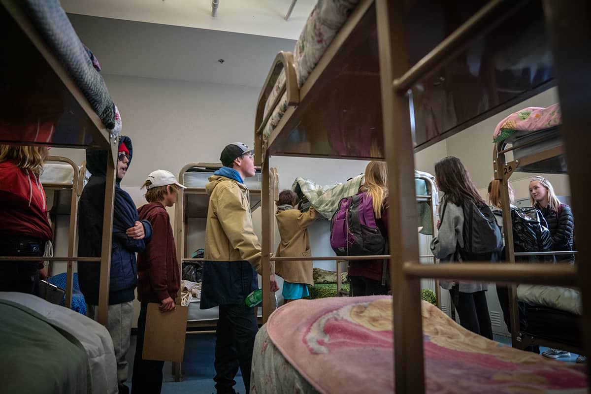 students inside a bunk room