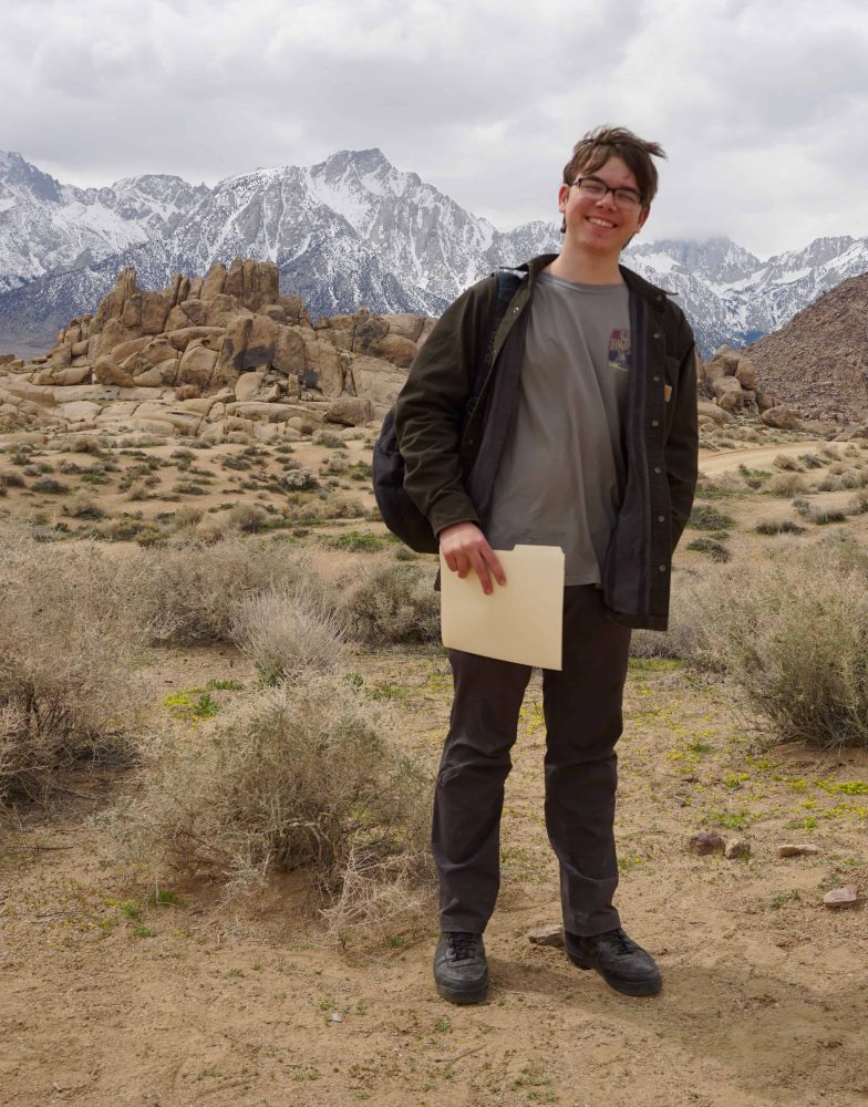 a student with their backpack