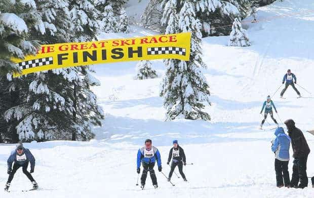 kids crossing the finish line during the great ski race