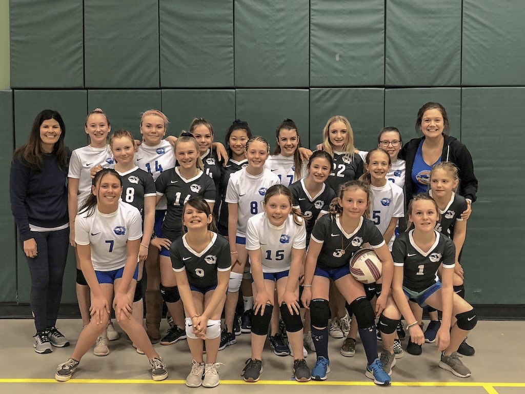 the volleyball team having their picture taken