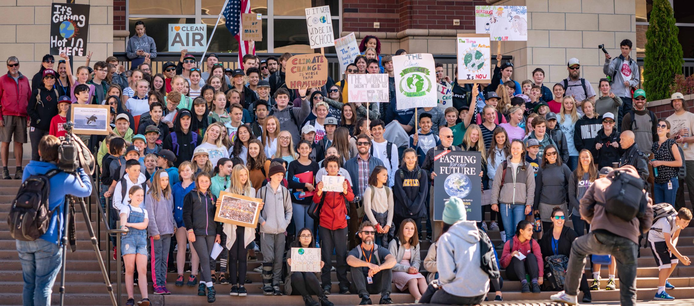 TEA students protesting climate change at UNR