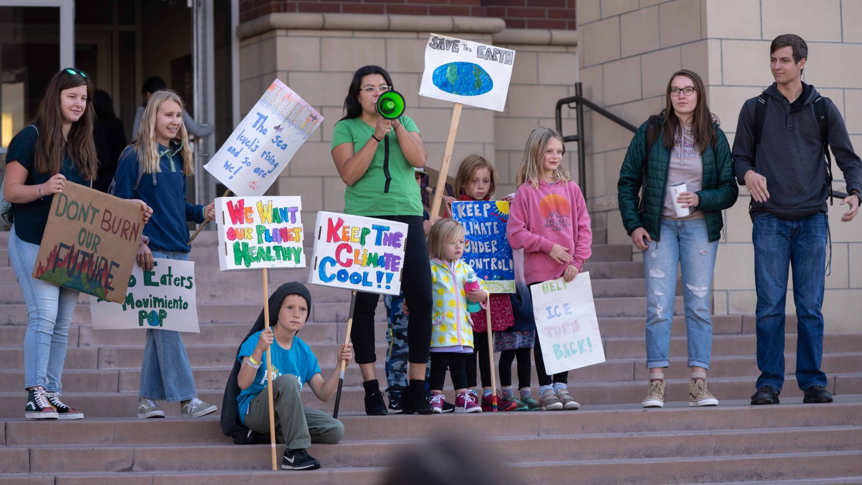 student protestors in front of UNR