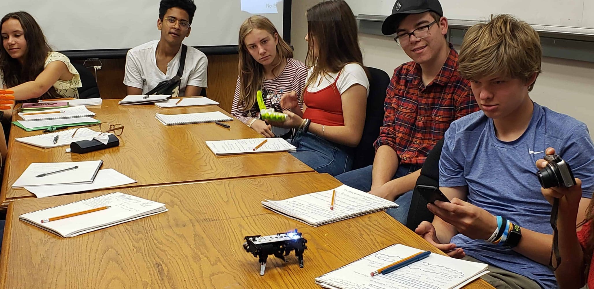 students sitting around a desk