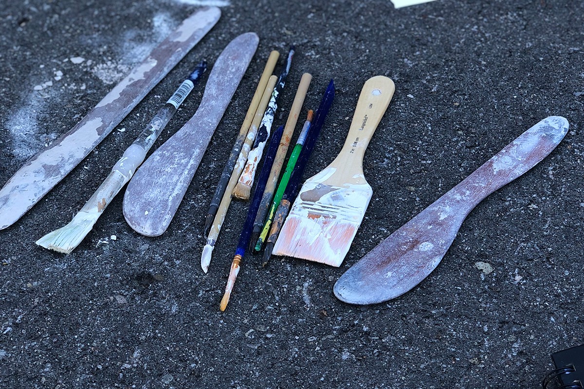 Art supplies on the ground